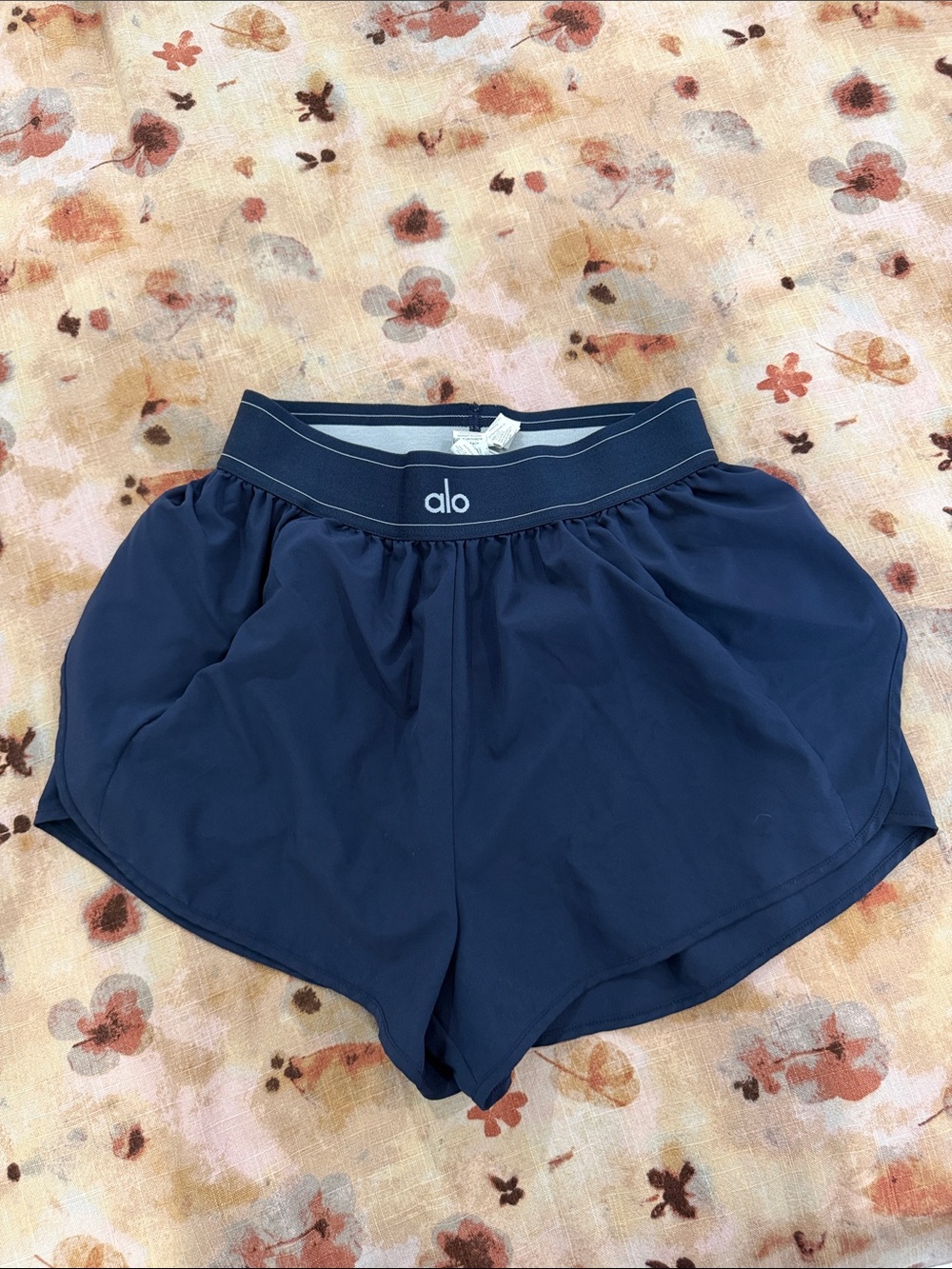 ALO Yoga Navy Athletic Shorts with Branded Waistband